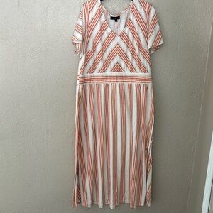 Women’s Plus Size Lane Bryant Short Flutter-Sleeve Striped Maxi Dress 18/20 2X